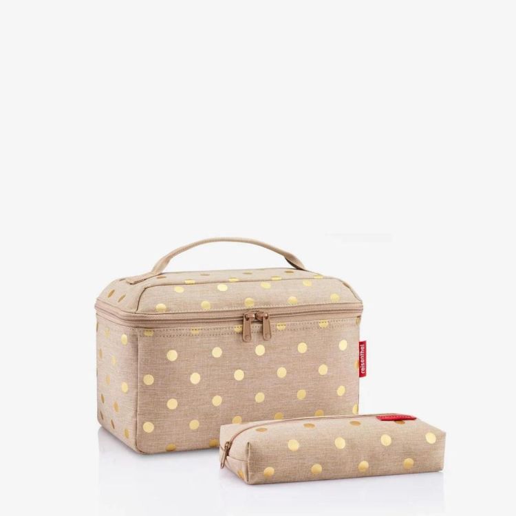 Reisenthel Perfect Match metallic dots Beautycase + gratis Rectanglelbag (Coffee) - Panache (Koksijde)