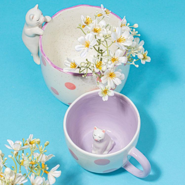 Sass & Belle Mug Surprise avec Chat Caché (Paars) - Panache (Koksijde)