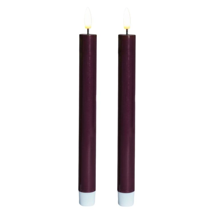 Sirius Home Set de 2 Sille Bougies Chandelles rechargeables Ø2cm H20cm (Bordeaux) - Panache (Koksijde)