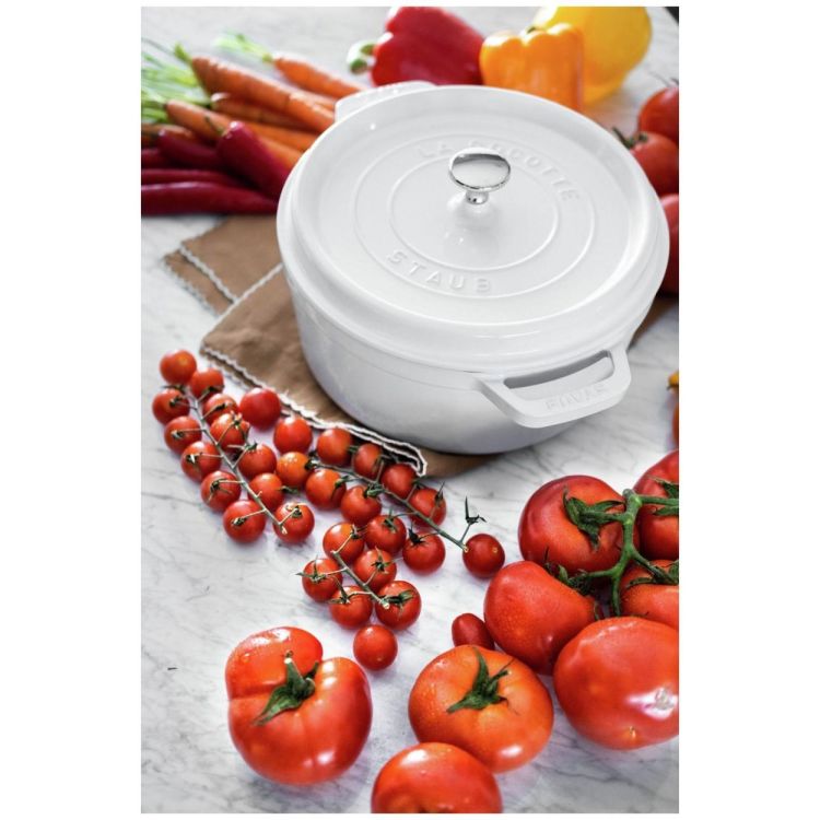 Staub Ronde cocotte 28cm / 6.75l (Wit) - Panache (Koksijde)