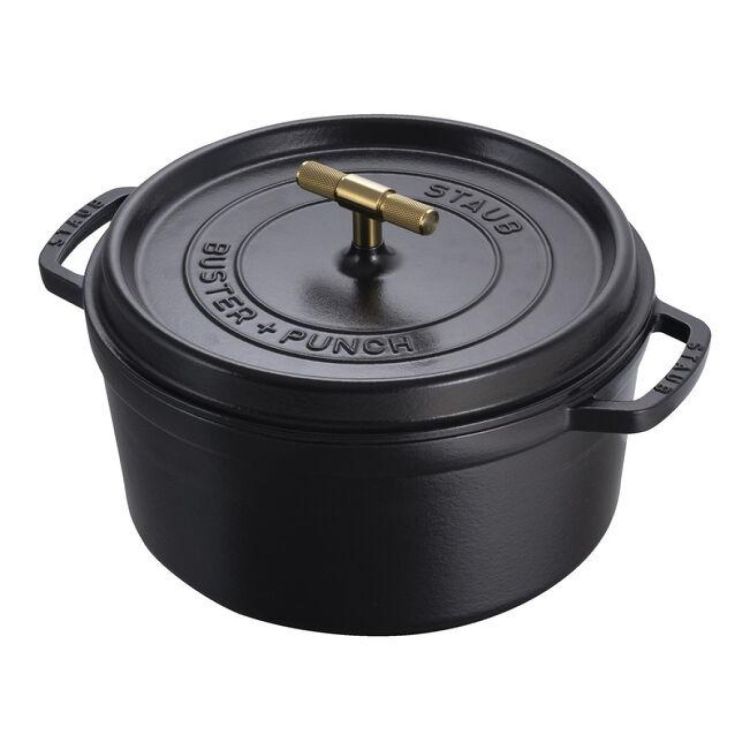 Staub Ronde cocotte Buster+Punch 28cm / 6.75l (Zwart) - Panache (Koksijde)