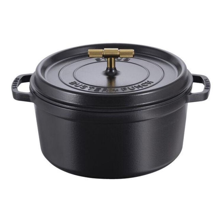 Staub Ronde cocotte Buster+Punch 28cm / 6.75l (Zwart) - Panache (Koksijde)