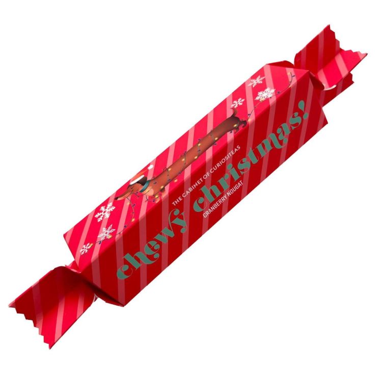 The Cabinet Of CuriosiTEAs Chewy Christmas Cranberry Nougat bar in wrapper (Rood) - Panache (Koksijde)