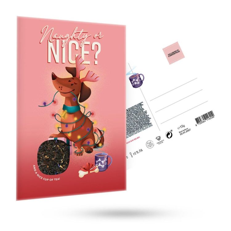 The Cabinet Of CuriosiTEAs Naughty or Nice Dog Tea Postcard (Blauw) - Panache (Koksijde)