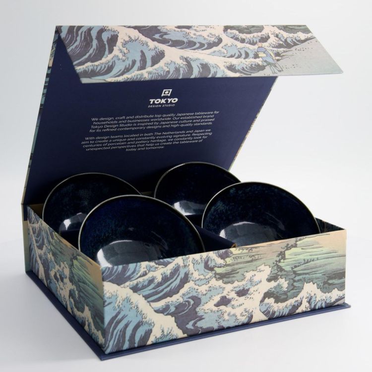 Tokyo Design Studio Set 4 Cobalt Blue bowls 500ml Ø13,2cm (Cobalt blue) - Panache (Koksijde)