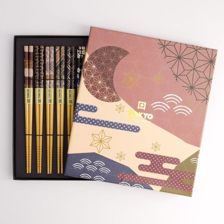 Tokyo Design Studio Chopsticks Flowers set 10 paar (Bruin) - Panache (Koksijde)