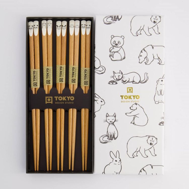 Tokyo Design Studio Chopsticks Animals 5 paar (White) - Panache (Koksijde)