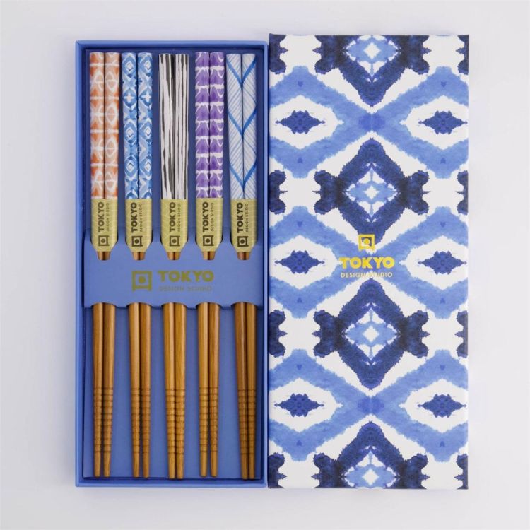 Tokyo Design Studio Chopsticks Blue Kasuri 5paar (Multi) - Panache (Koksijde)