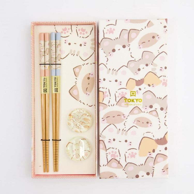 Tokyo Design Studio Chopsticks Kawaii Cats 2 paar + houders (Multi) - Panache (Koksijde)