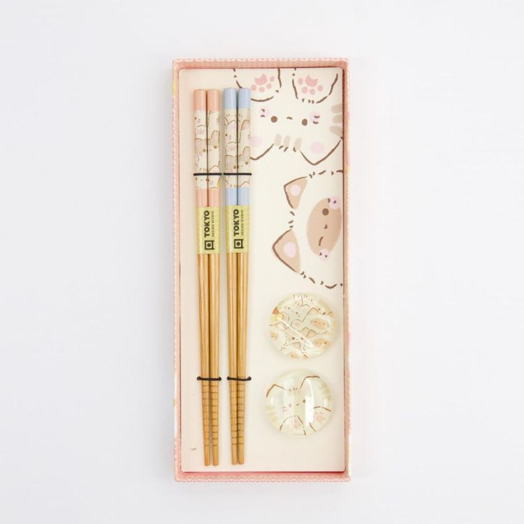 Tokyo Design Studio Chopsticks Kawaii Cats 2 paar + houders (Multi) - Panache (Koksijde)