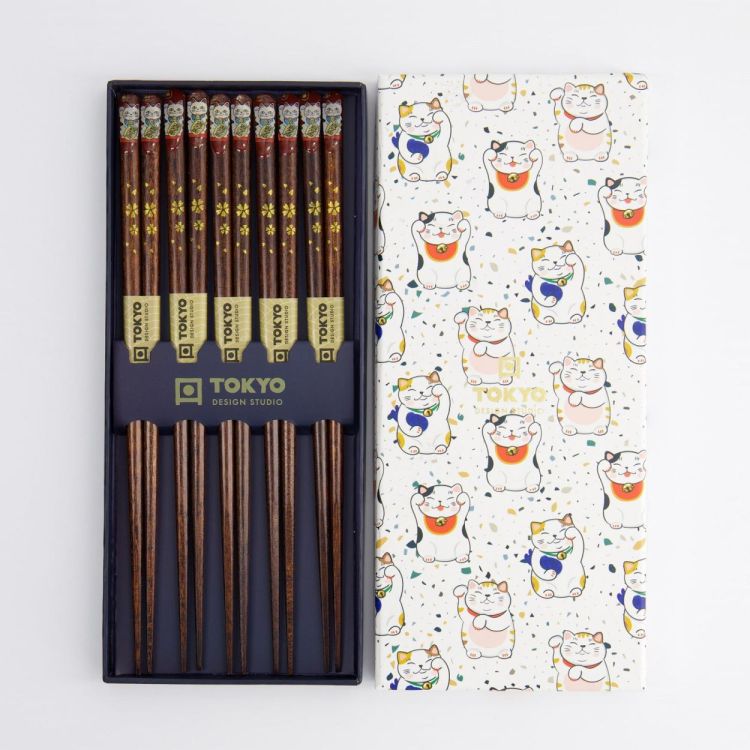 Tokyo Design Studio Chopsticks lucky cat 5 paar (Multi) - Panache (Koksijde)