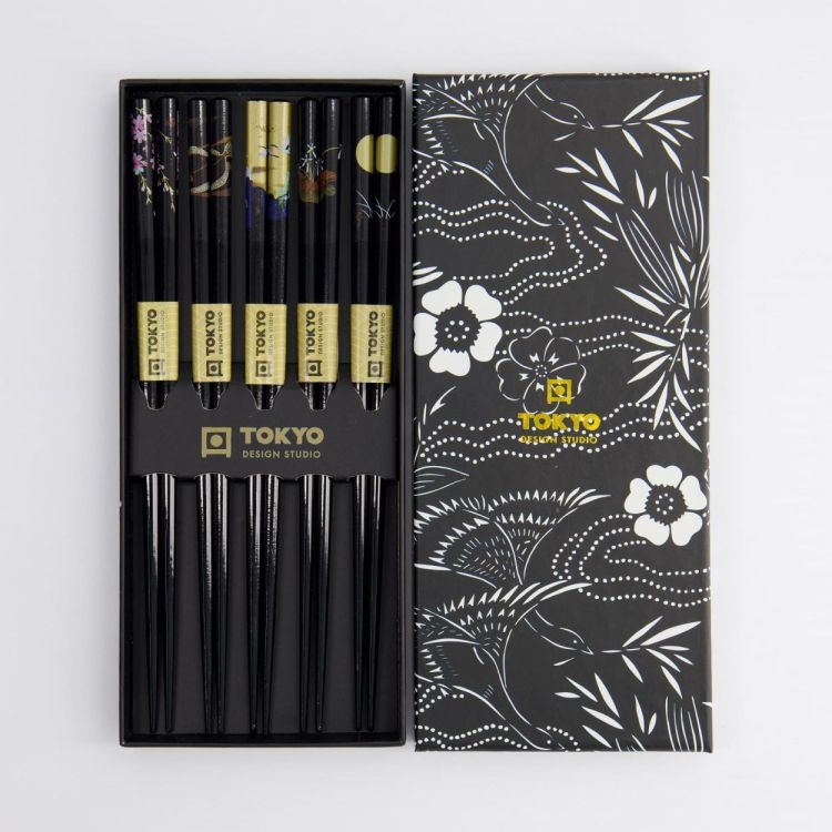 Tokyo Design Studio Chopsticks Mixed black 5 paar (Zwart) - Panache (Koksijde)