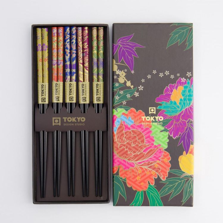 Tokyo Design Studio Chopsticks peony flower 5 paar (Multi) - Panache (Koksijde)