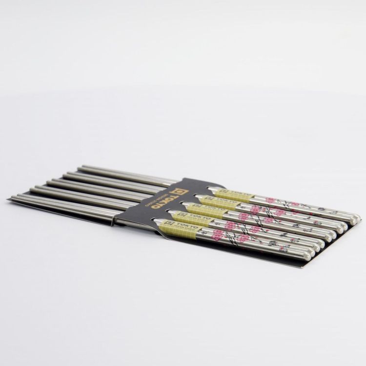 Tokyo Design Studio Chopsticks Stainless Steel Sakura 5 paar (Steel) - Panache (Koksijde)