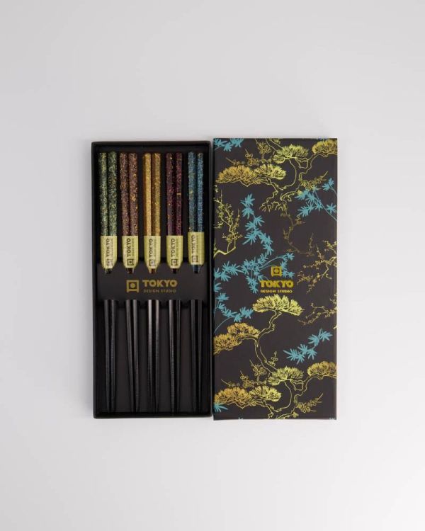 Tokyo Design Studio Chopsticks Wooden Black Blue 5 paar (Multi) - Panache (Koksijde)