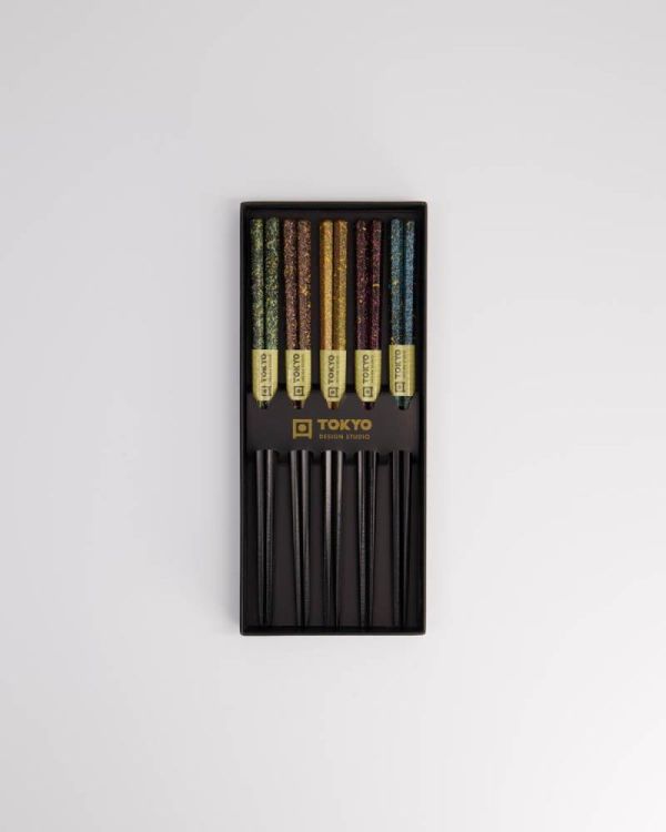 Tokyo Design Studio Chopsticks Wooden Black Blue 5 paar (Multi) - Panache (Koksijde)