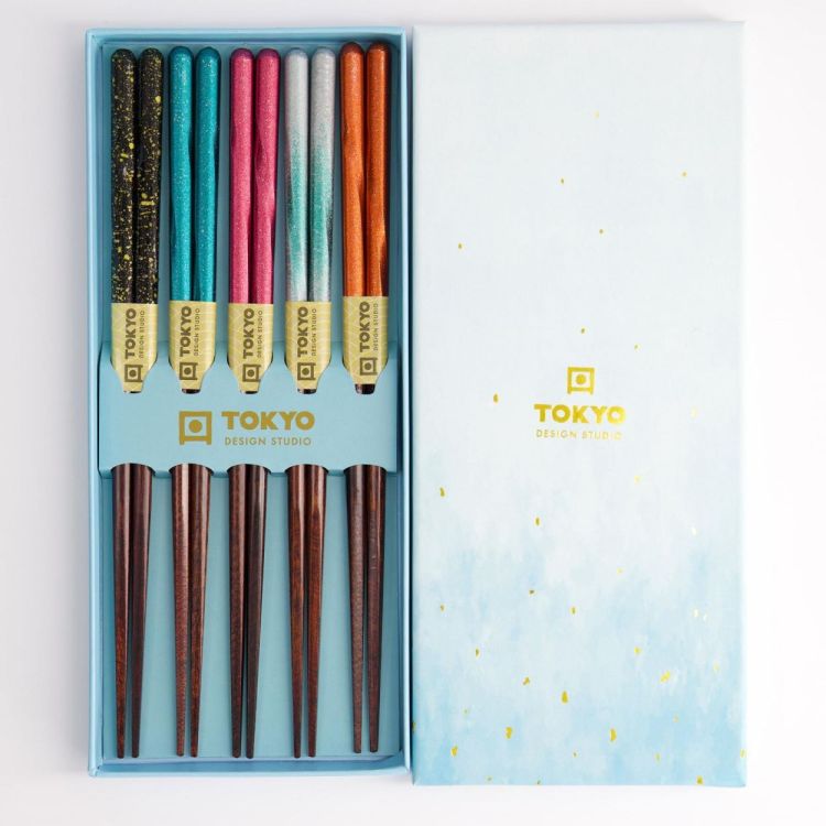 Tokyo Design Studio Chopsticks Wooden Blue Cloud 5 paar (Multi) - Panache (Koksijde)