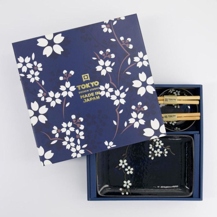 Tokyo Design Studio Cobalt Blue Sakura Sushi plate set (Blue) - Panache (Koksijde)