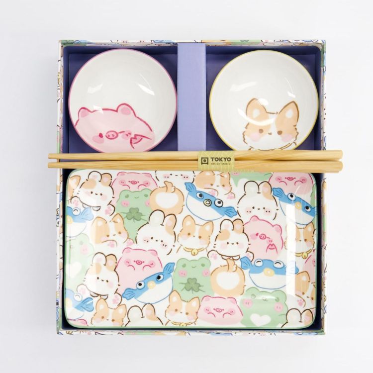 Tokyo Design Studio Kawaii Animals Sushi plate set (Multi) - Panache (Koksijde)