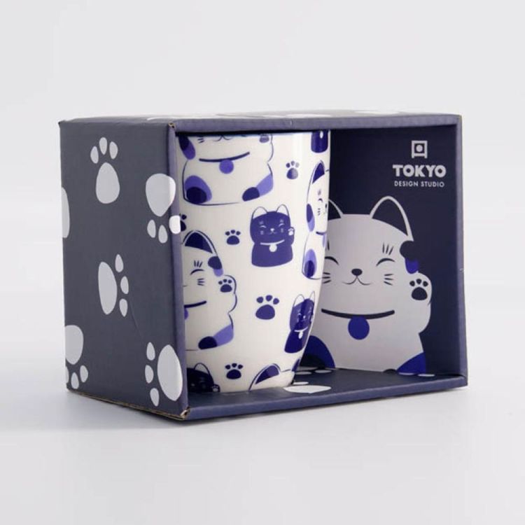 Tokyo Design Studio Kawaii Blue Maneko mug 380ml (Wit) - Panache (Koksijde)