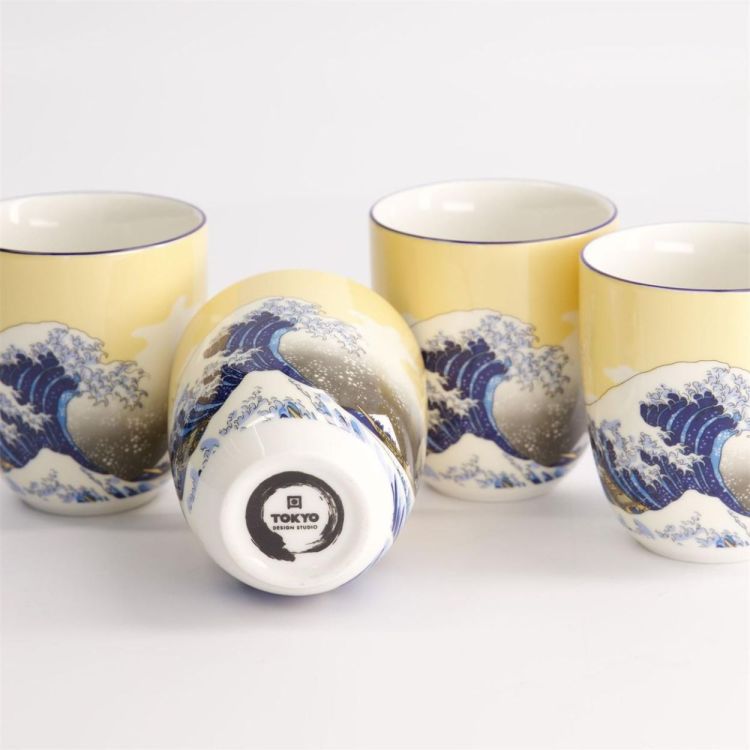 Tokyo Design Studio Kawaii Hokusai 4 Tea Cup set 170ml (Blauw) - Panache (Koksijde)