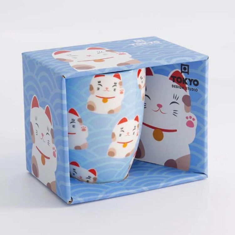 Tokyo Design Studio Kawaii Lucky Cat mug 380ml (Blauw) - Panache (Koksijde)