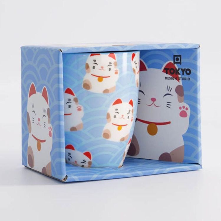 Tokyo Design Studio Kawaii Lucky Cat mug 380ml (Blauw) - Panache (Koksijde)