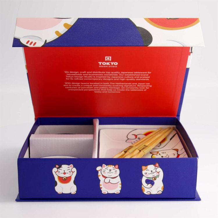 Tokyo Design Studio Kawaii Lucky Cat Sushi plate set (Blauw) - Panache (Koksijde)