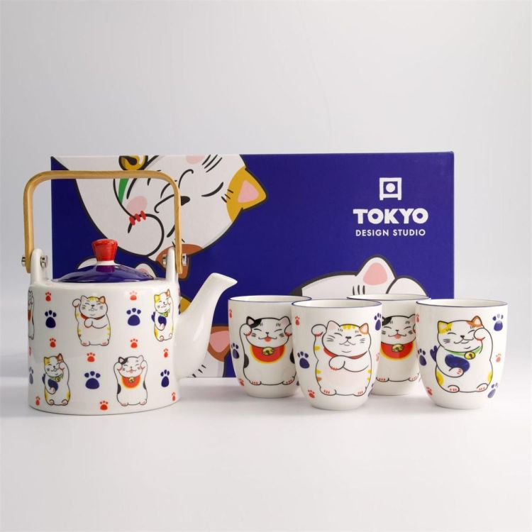 Tokyo Design Studio Kawaii Lucky Cat Tea set (Blauw) - Panache (Koksijde)