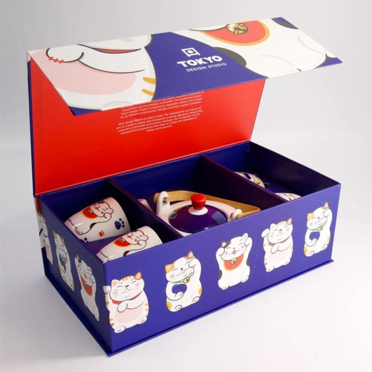 Tokyo Design Studio Kawaii Lucky Cat Tea set (Blauw) - Panache (Koksijde)