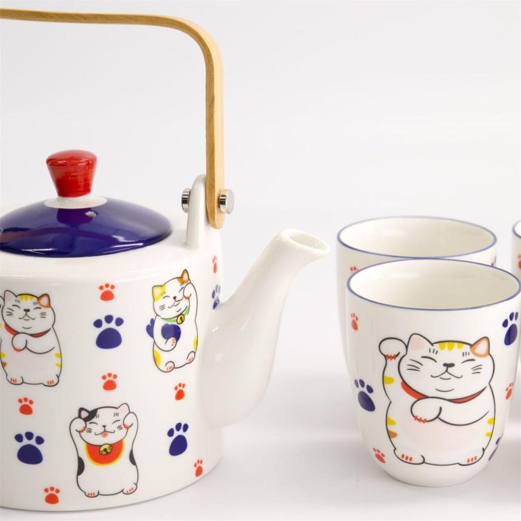 Tokyo Design Studio Kawaii Lucky Cat Tea set (Blauw) - Panache (Koksijde)