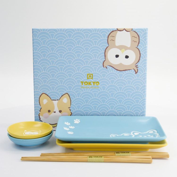 Tokyo Design Studio Kawaii Shiba Owl Sushi plate set (Multi) - Panache (Koksijde)