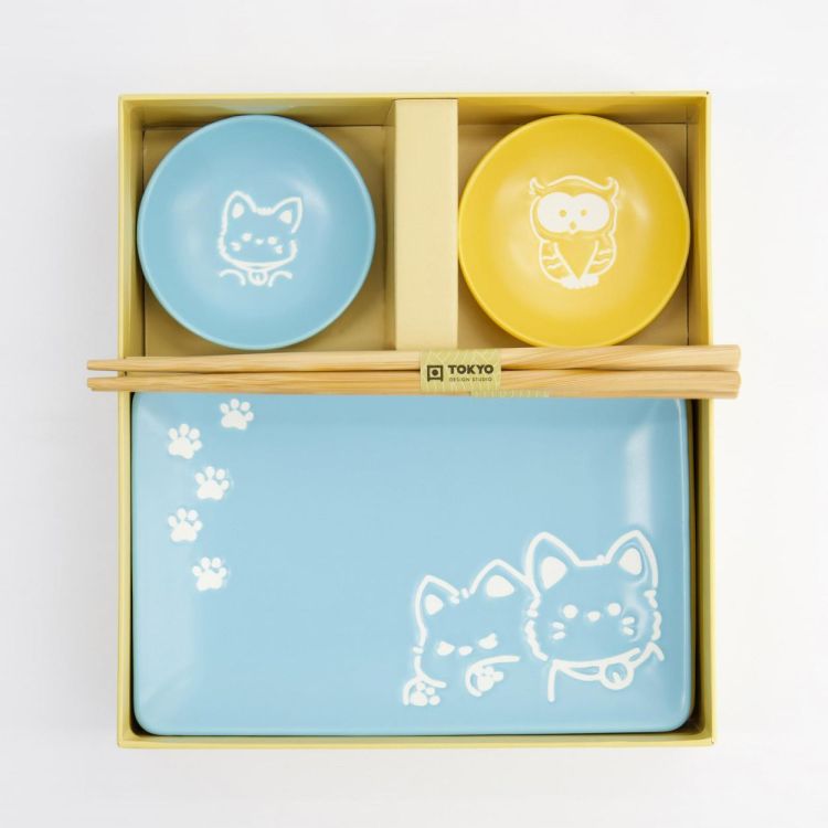 Tokyo Design Studio Kawaii Shiba Owl Sushi plate set (Multi) - Panache (Koksijde)