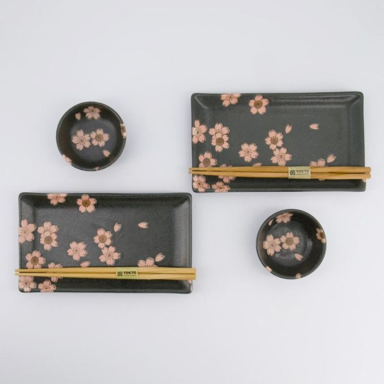 Tokyo Design Studio Sakura Sushi plate set (Black) - Panache (Koksijde)