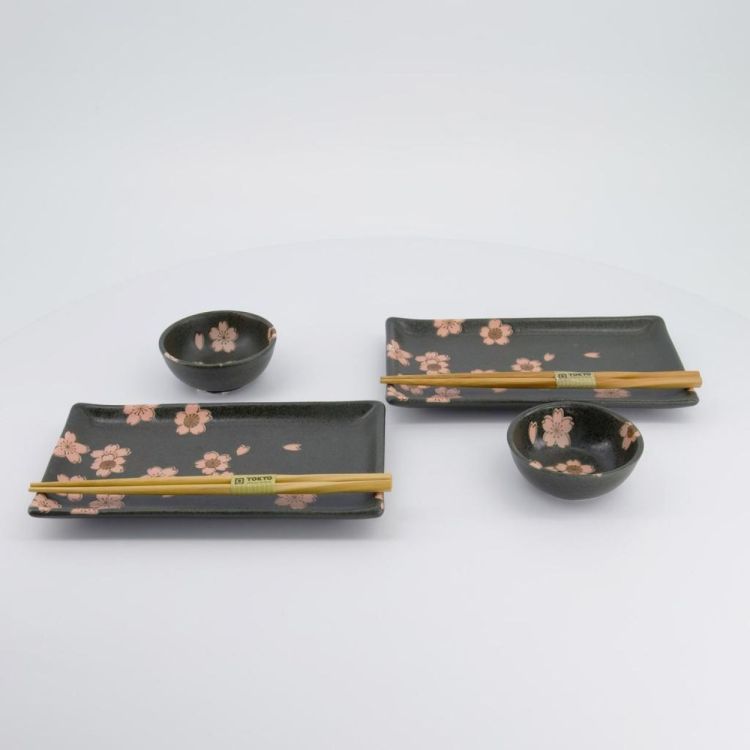 Tokyo Design Studio Sakura Sushi plate set (Black) - Panache (Koksijde)