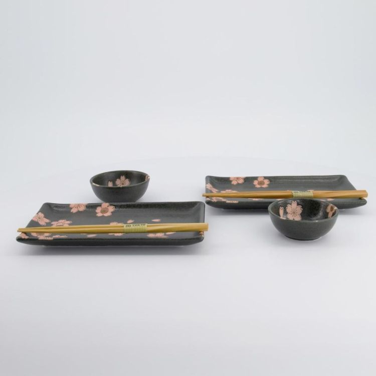 Tokyo Design Studio Sakura Sushi plate set (Black) - Panache (Koksijde)
