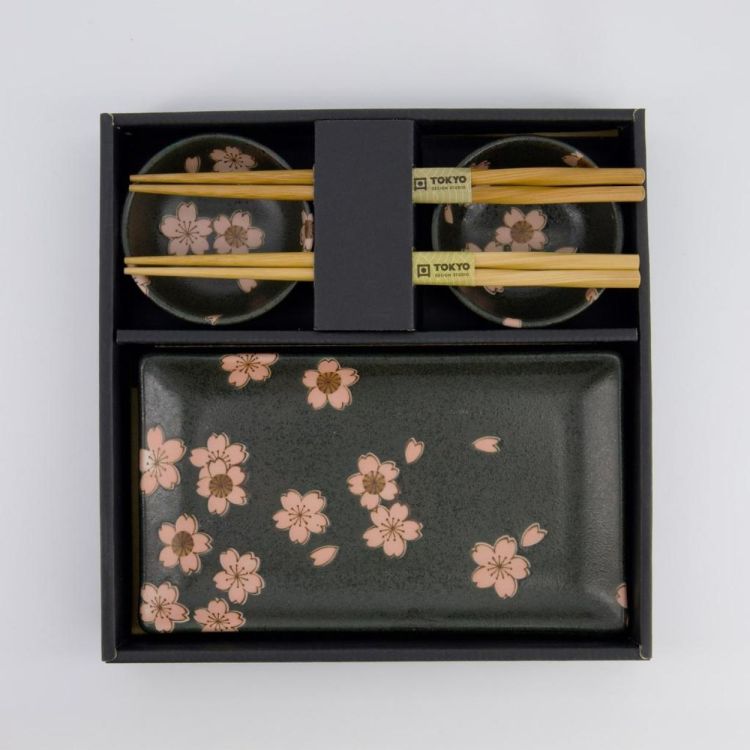 Tokyo Design Studio Sakura Sushi plate set (Black) - Panache (Koksijde)