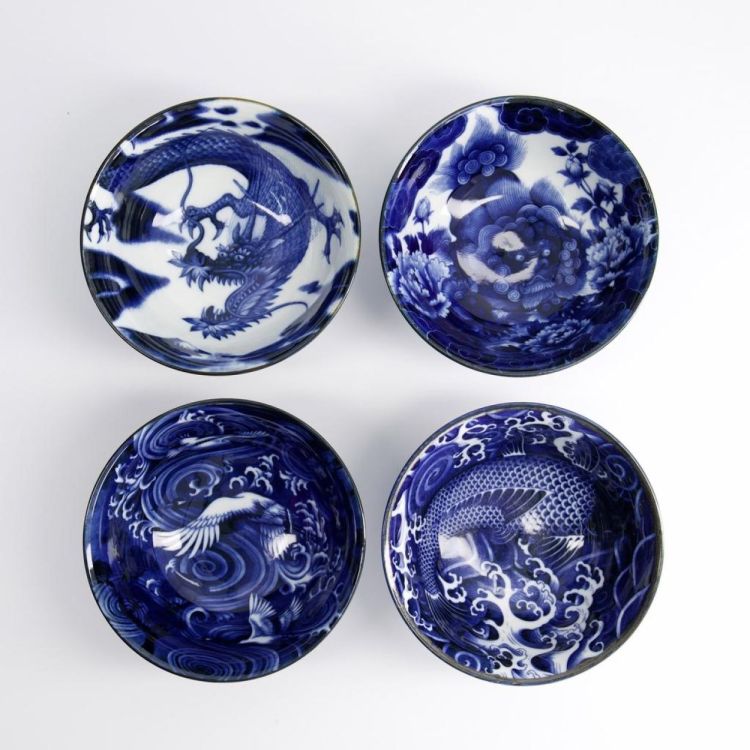 Tokyo Design Studio Set 4 Japonism bowls 500ml (Blue) - Panache (Koksijde)