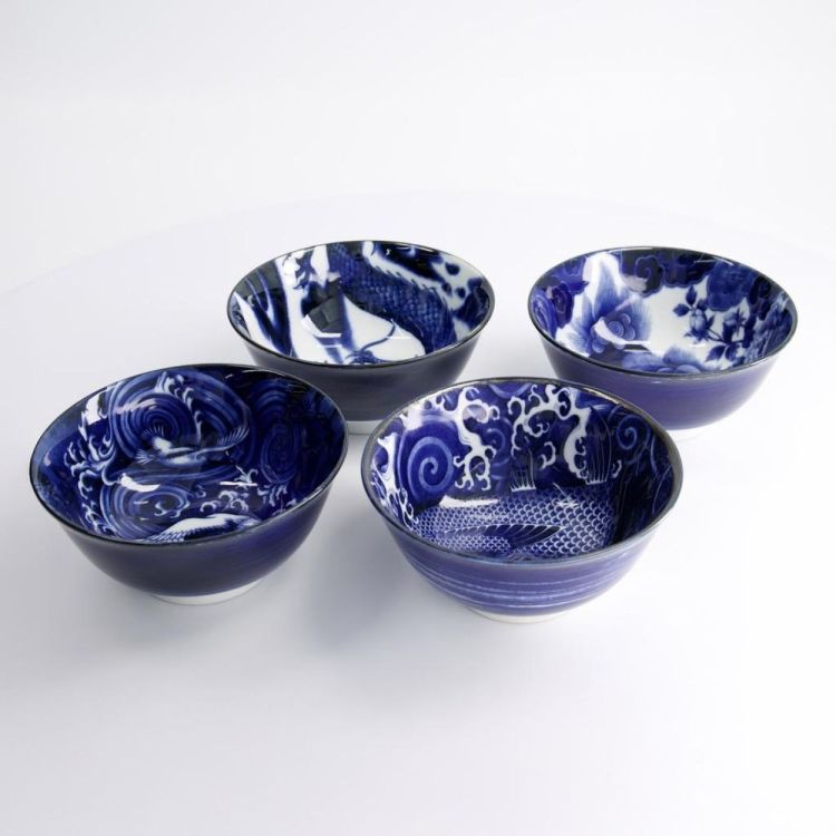 Tokyo Design Studio Set 4 Japonism bowls 500ml (Blue) - Panache (Koksijde)