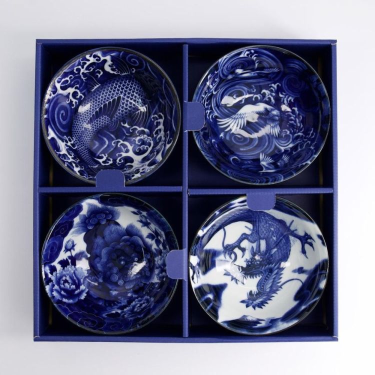 Tokyo Design Studio Set 4 Japonism bowls 500ml (Blue) - Panache (Koksijde)