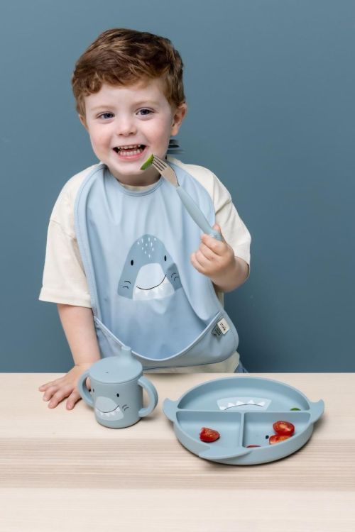 Trixie Siliconen bord met vakjes en zuignap - Mr. Shark () - Panache (Koksijde)