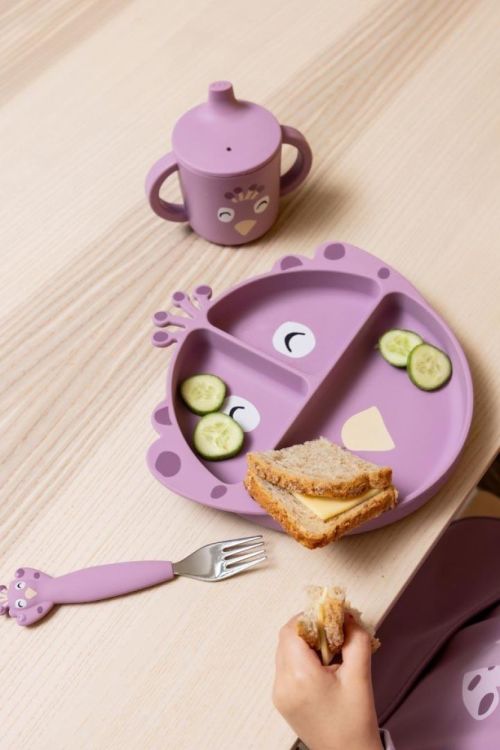 Trixie Assiette en Silicone avec Compartiments & Ventouse - Mrs. Peacock (Paars) - Panache (Koksijde)