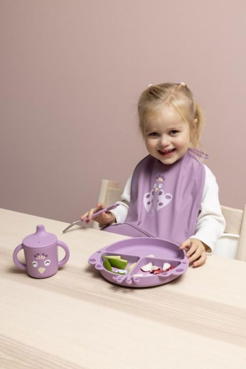 Trixie Assiette en Silicone avec Compartiments & Ventouse - Mrs. Peacock (Paars) - Panache (Koksijde)