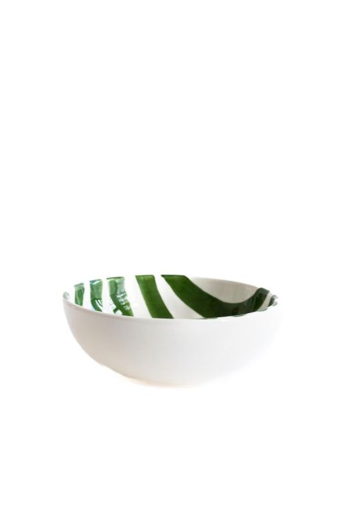 Val Pottery Yummy Yoghurt D 16,5 – H 6,5 (Dark green stripes) - Panache (Koksijde)