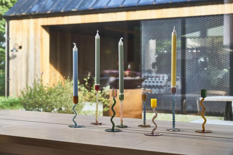 Villa Collection Candlestick Styles 7.4 x 16.3 cm (Blue/Amber) - Panache (Koksijde)