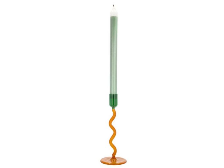 Villa Collection Candlestick Styles 8.5 x 19.6 cm (Green/Amber) - Panache (Koksijde)