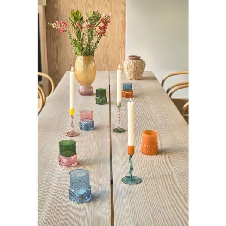 Villa Collection Tealight holder Styles 7,7 x 10 cm (Blue/Amber) - Panache (Koksijde)