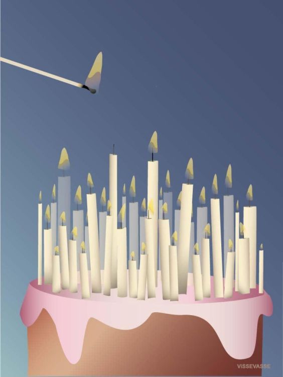 ViSSEVASSE cake with candles - greeting card () - Panache (Koksijde)