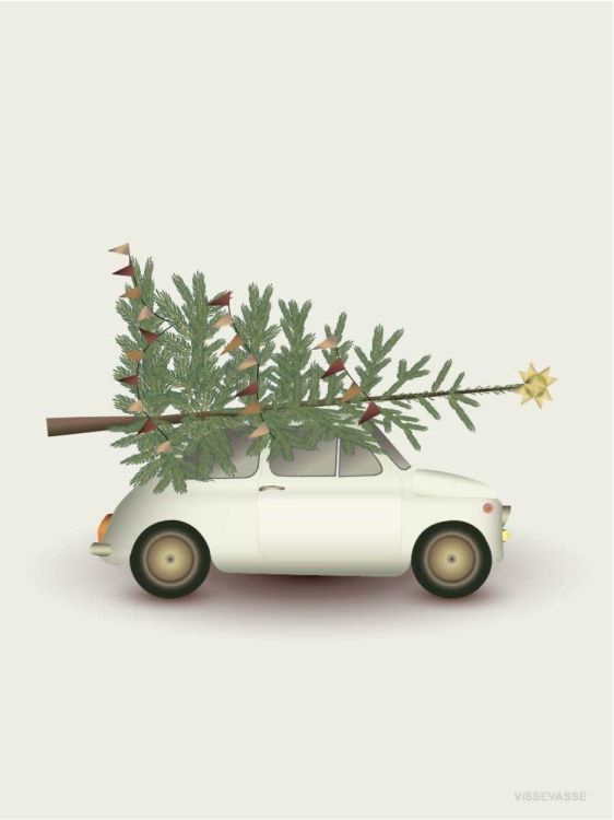 ViSSEVASSE christmas tree & little car - greeting card () - Panache (Koksijde)