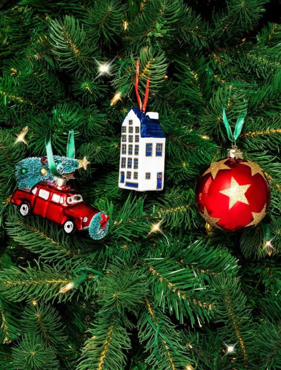 Vondels Auto met kerstboom H5,5cm kerstbal glas (Multi) - Panache (Koksijde)